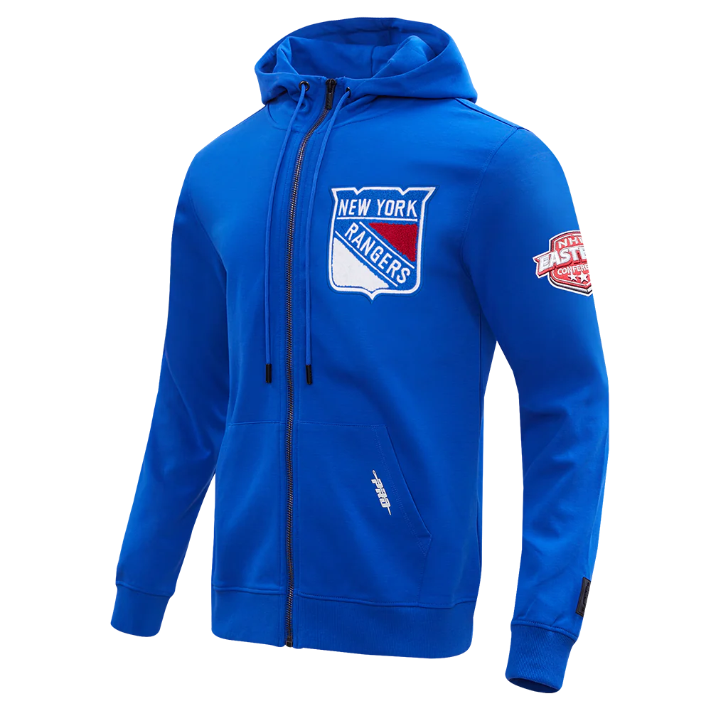 NHL NEW YORK RANGERS CLASSIC CHENILLE MEN'S FULL ZIP PULLOVER HOODIE (ROYAL BLUE) - Image 4