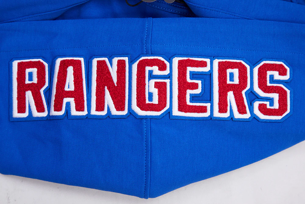 NHL NEW YORK RANGERS CLASSIC CHENILLE MEN'S FULL ZIP PULLOVER HOODIE (ROYAL BLUE) - Image 7