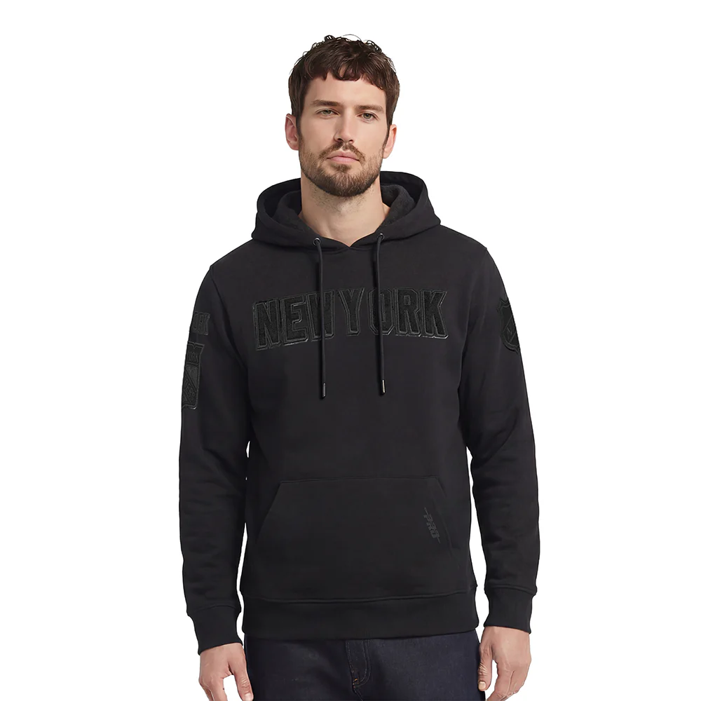 NHL NEW YORK RANGERS CLASSIC TRIPLE BLACK MEN'S MEN'S DK PO HOODIE (TRIPLE BLACK)