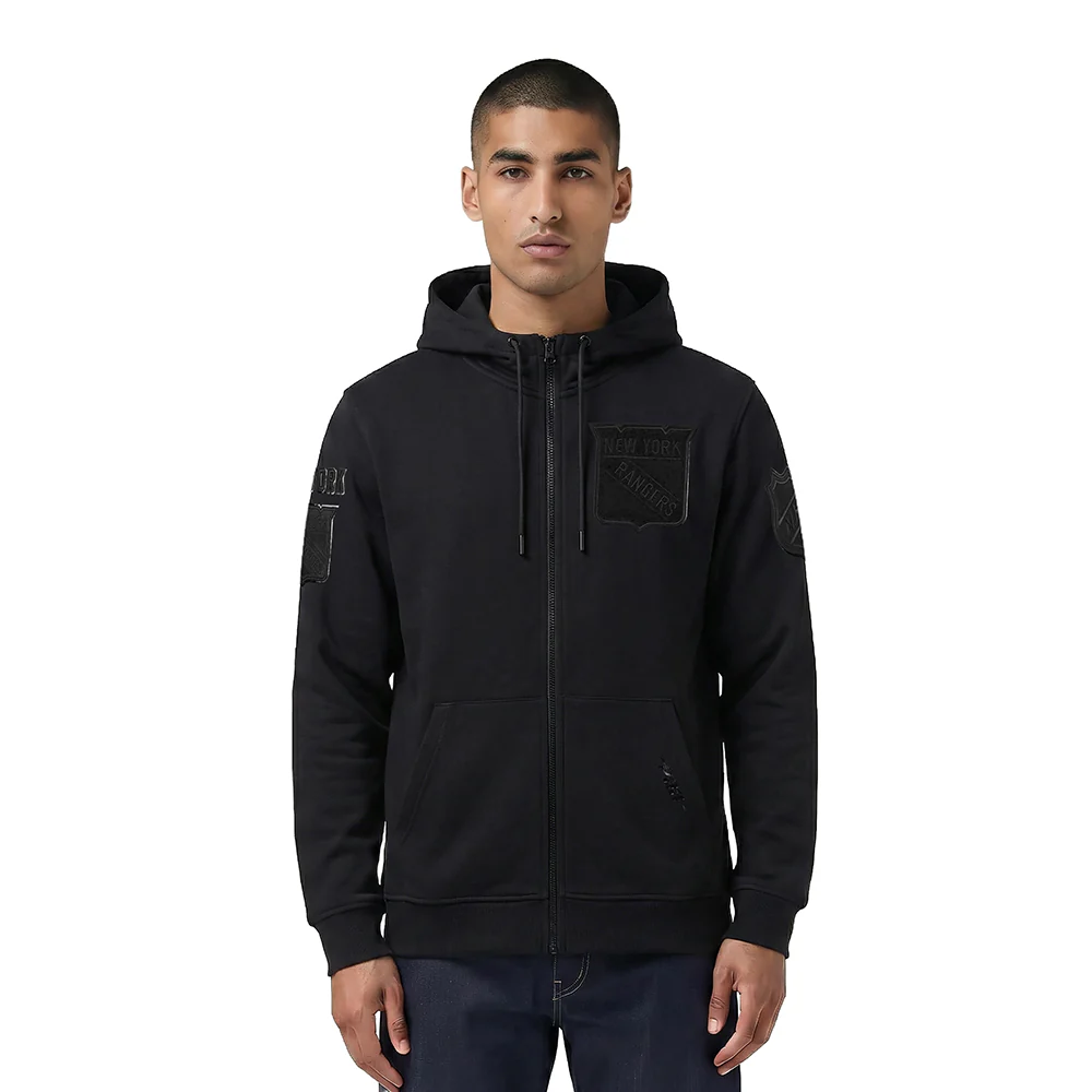 NHL NEW YORK RANGERS CLASSIC TRIPLE BLACK MEN'S MEN'S DK FZ PO HOODIE (TRIPLE BLACK)