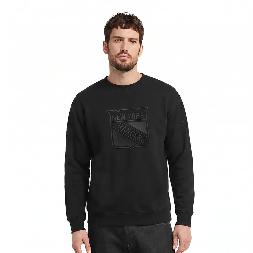 NHL NEW YORK RANGERS NEUTRAL DROP SHOULDER FLEECE CREWNECK (BLACK)