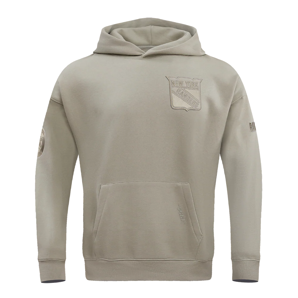 NHL NEW YORK RANGERS NEUTRAL DROP SHOULDER FLEECE PULLOVER HOODIE (TAUPE) - Image 3