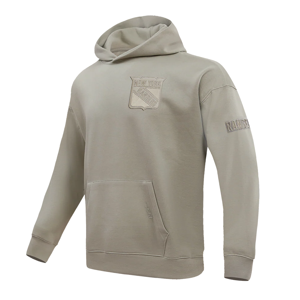 NHL NEW YORK RANGERS NEUTRAL DROP SHOULDER FLEECE PULLOVER HOODIE (TAUPE) - Image 4