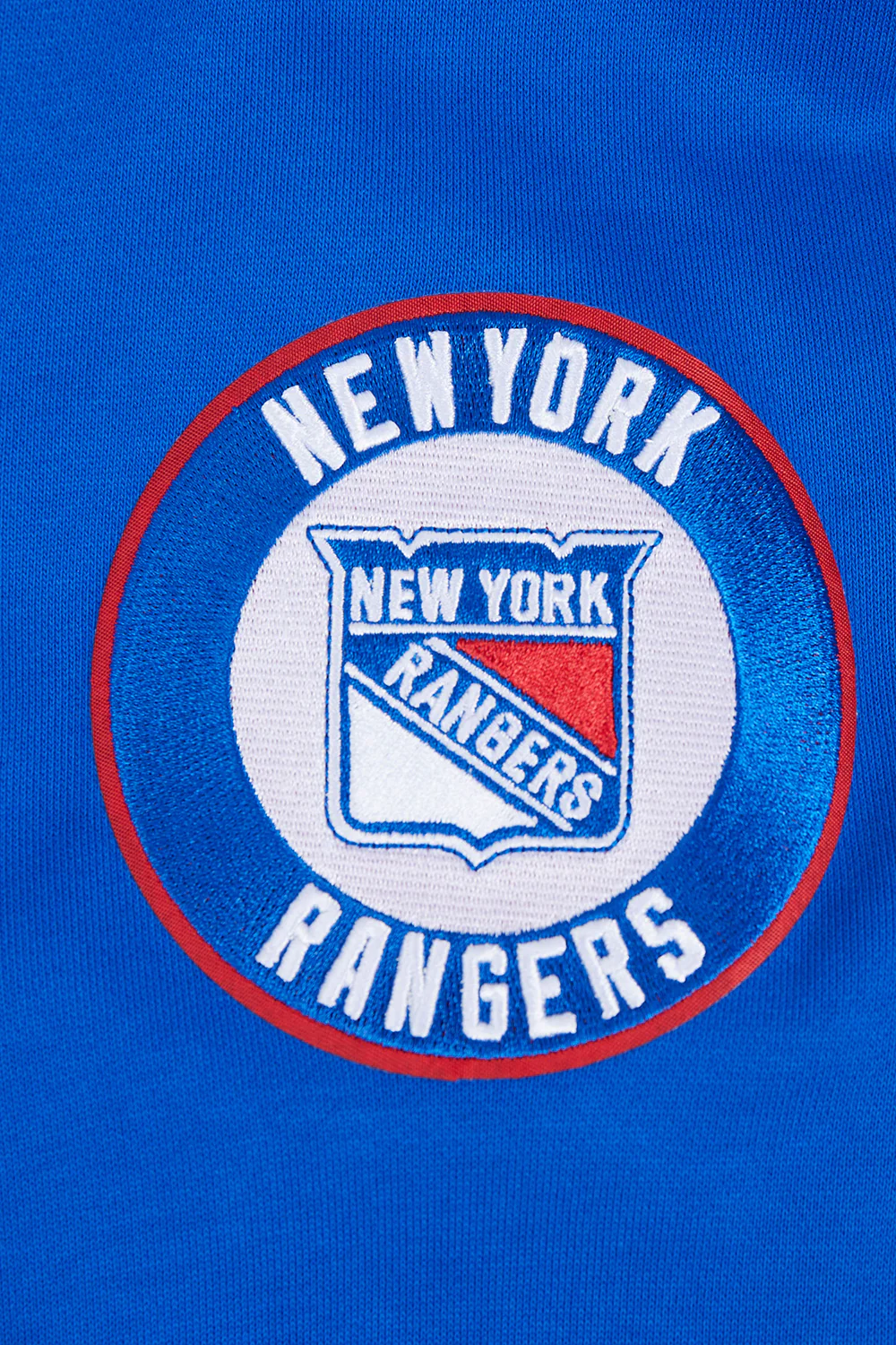 NHL NEW YORK RANGERS SCRIPT TAIL MEN'S RIB FLEECE PULLOVER HOODIE (ROYAL BLUE/RED) - Image 5
