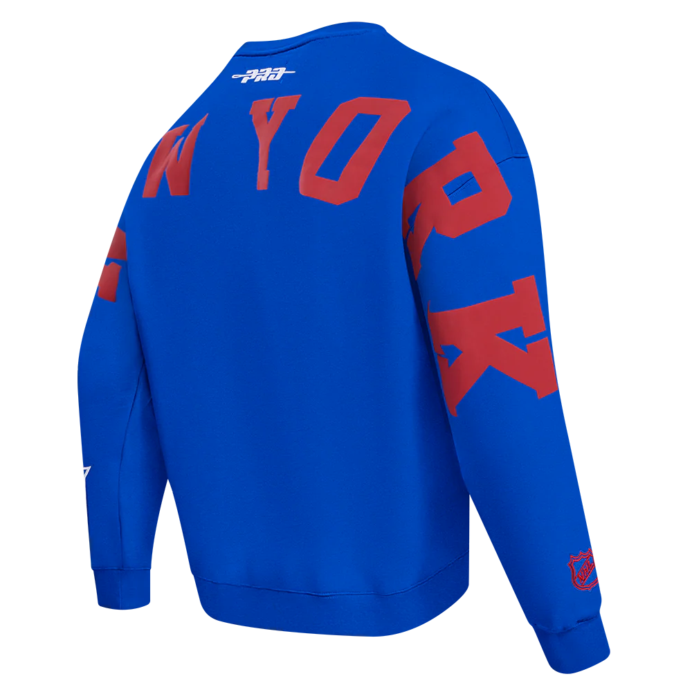 NHL NEW YORK RANGERS WINGSPAN MEN'S DROP SHOULDER FLEECE CREWNECK (ROYAL BLUE) - Image 6