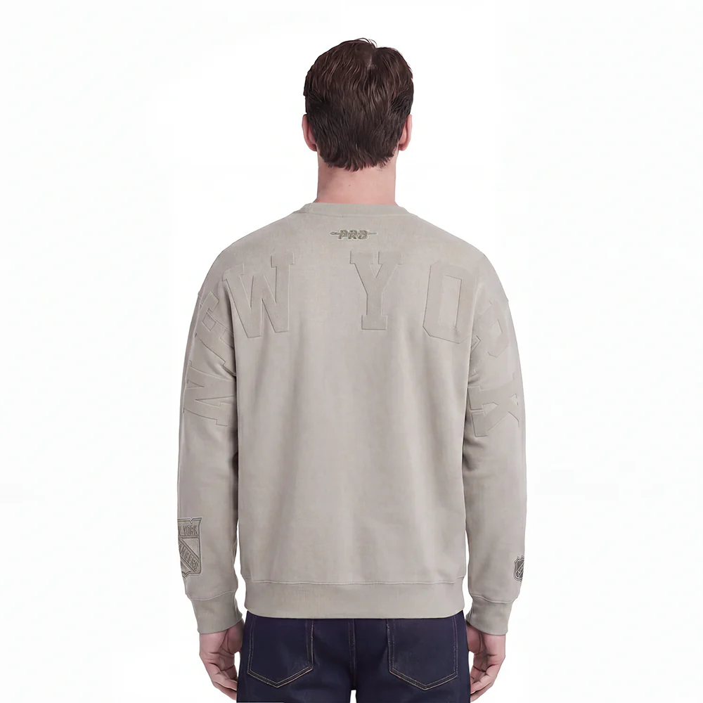 NHL NEW YORK RANGERS WINGSPAN MEN'S DROP SHOULDER FLEECE CREWNECK (TAUPE)