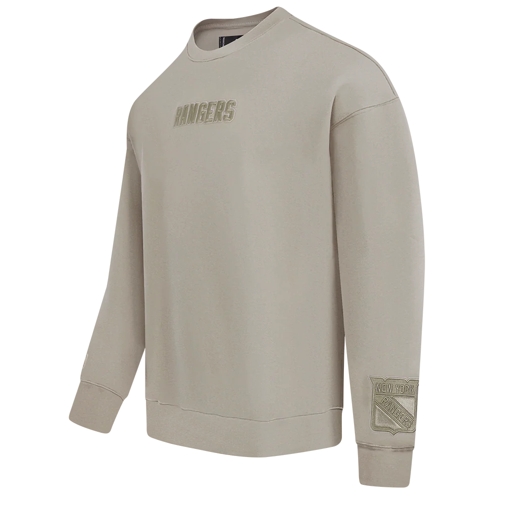 NHL NEW YORK RANGERS WINGSPAN MEN'S DROP SHOULDER FLEECE CREWNECK (TAUPE) - Image 4