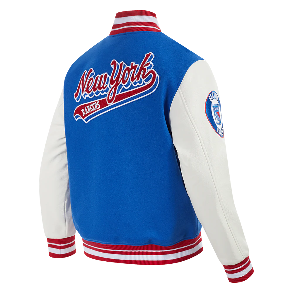 NHL NEW YORK RANGERS SCRIPT TAIL MEN'S RIB WOOL VARSITY (ROYAL BLUE/RED) - Image 4
