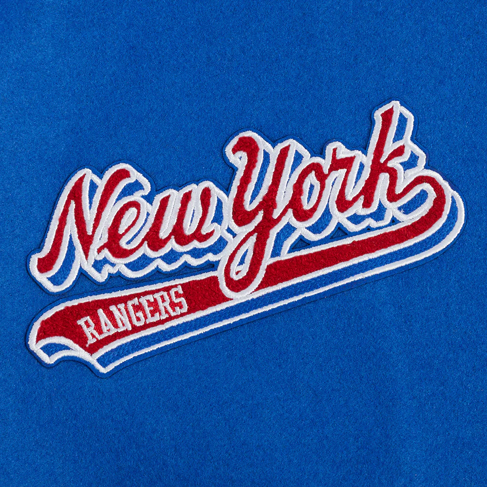 NHL NEW YORK RANGERS SCRIPT TAIL MEN'S RIB WOOL VARSITY (ROYAL BLUE/RED) - Image 5