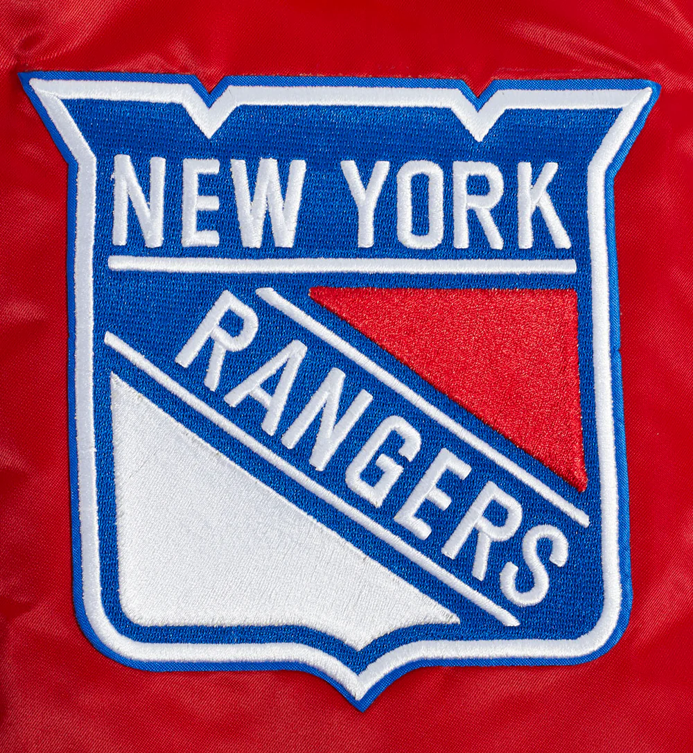 NHL NEW YORK RANGERS SCRIPT TAIL MEN'S SATIN JACKET (RED) - Image 7