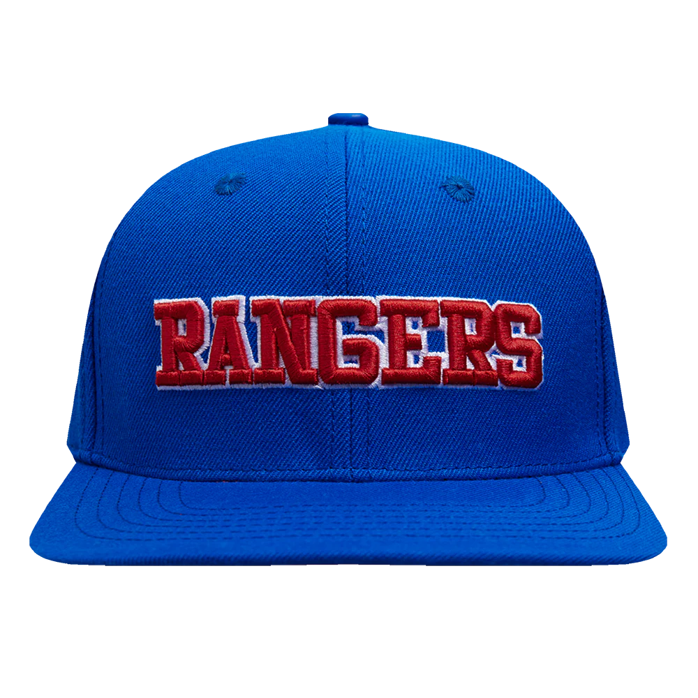 NHL NEW YORK RANGERS RETRO CLASSIC UNISEX WORDMARK LOGO WOOL SNAPBACK (ROYAL BLUE)