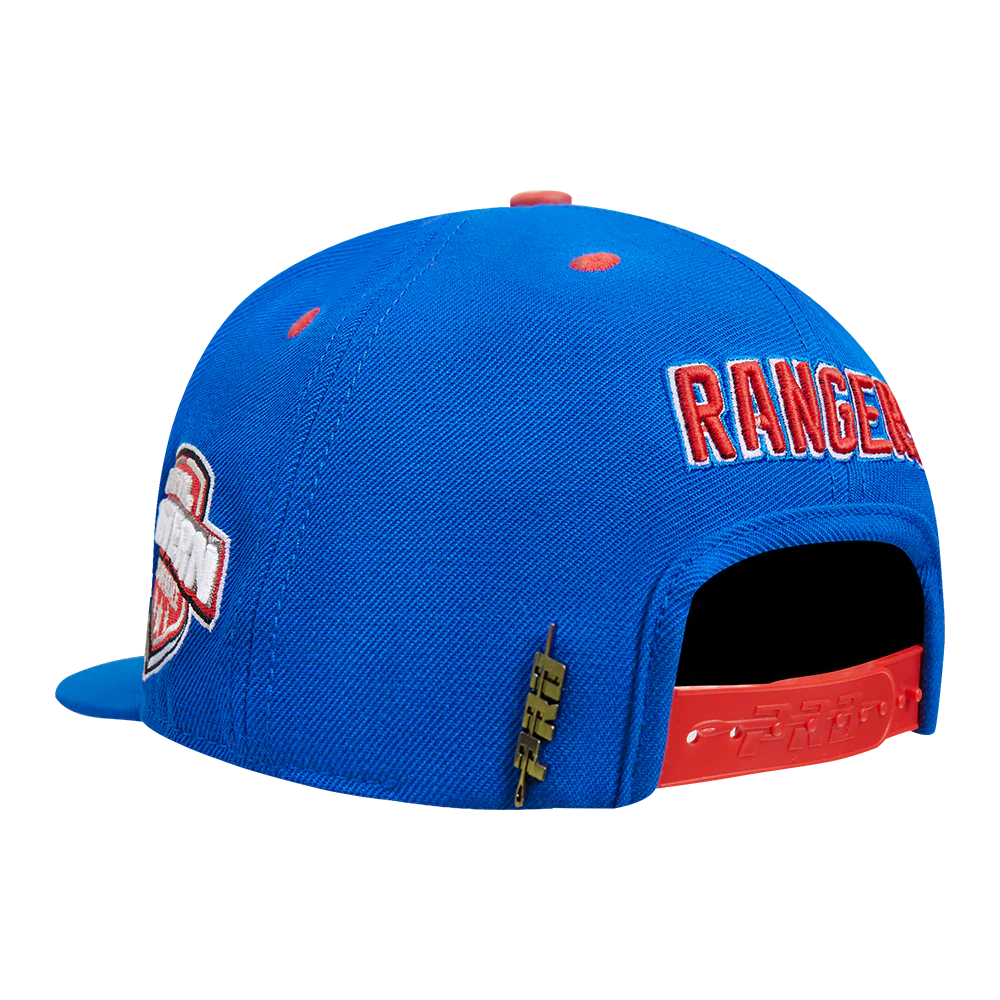NHL NEW YORK RANGERS OLD ENGLISH UNISEX 6 PANEL SNAPBACK HAT (ROYAL BLUE) - Image 4