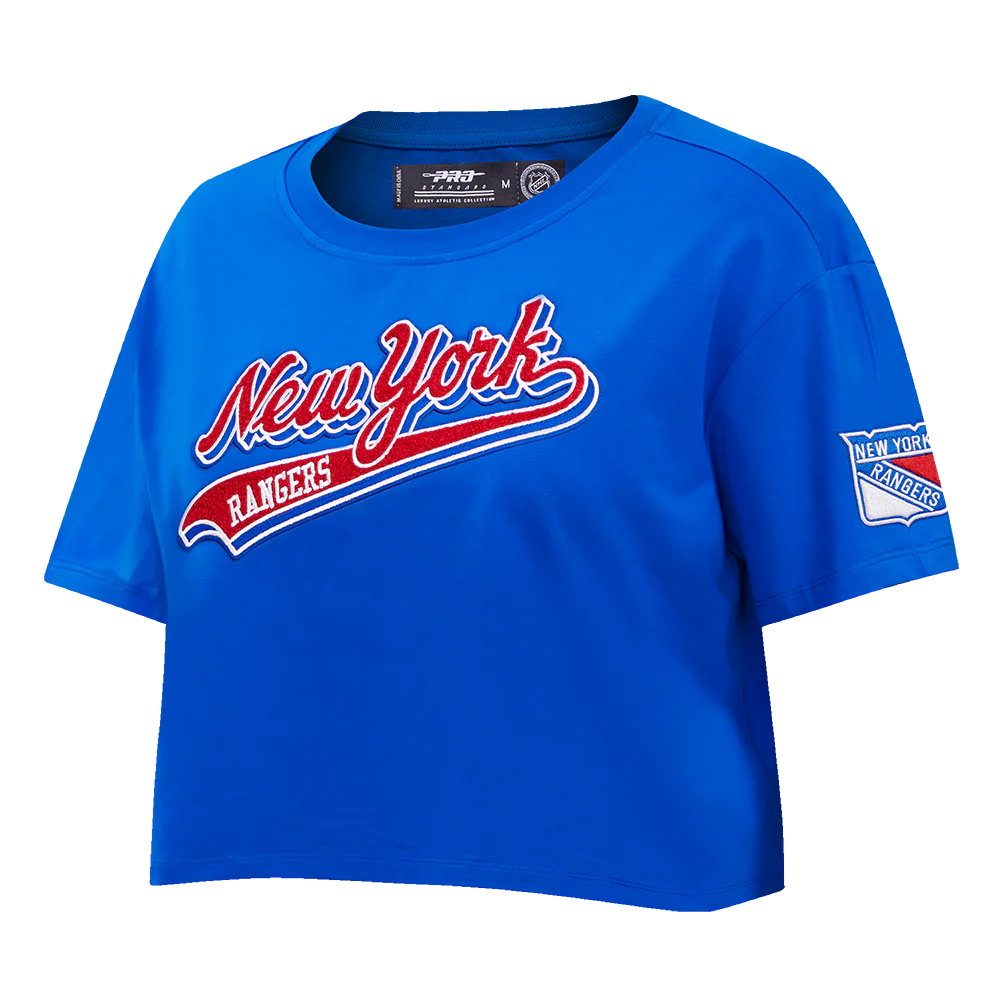 NHL NEW YORK RANGERS SCRIPT TAIL WOMEN'S SINGLE JERSEY BOXY TEE (ROYAL BLUE) - Image 2