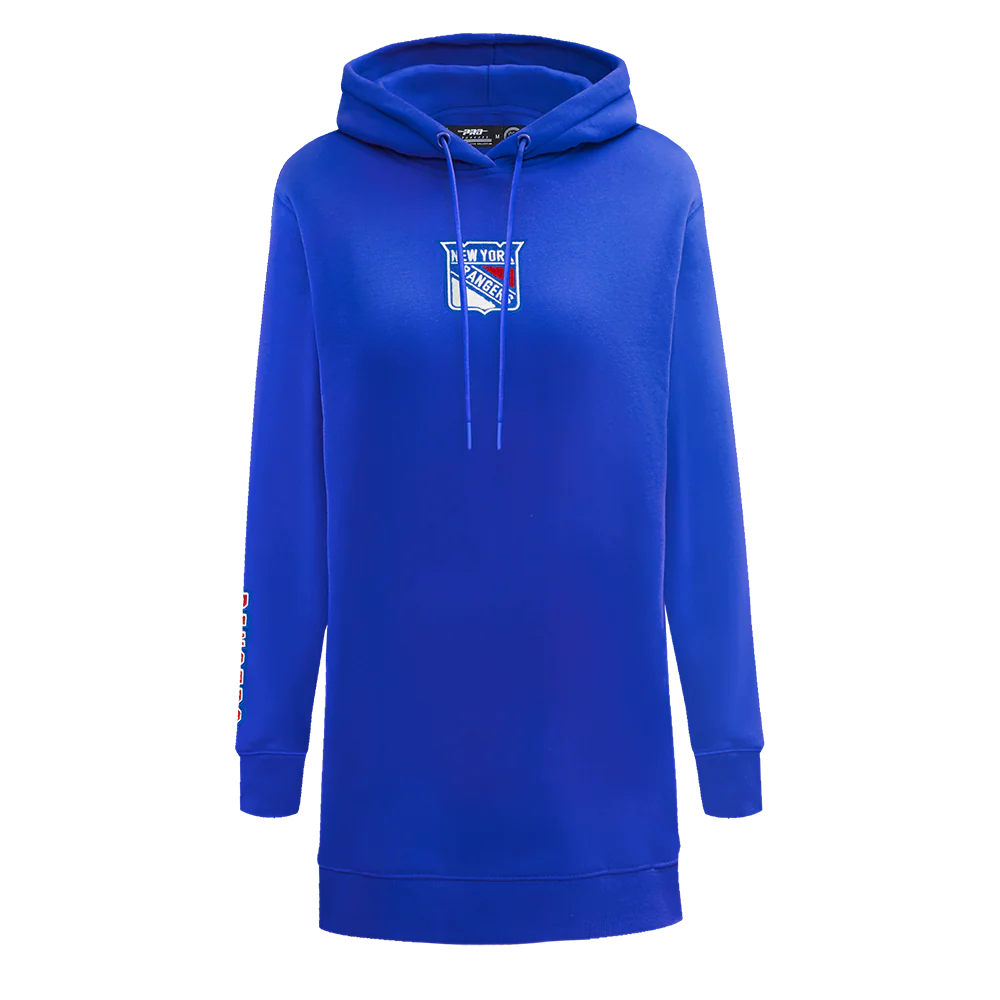 NHL NEW YORK RANGERS CLASSIC WOMEN'S FLEECE HOODIE DRESS (ROYAL BLUE)