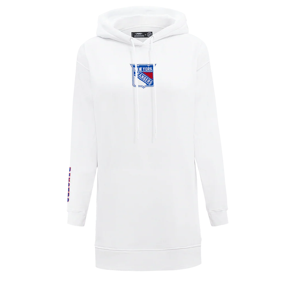 NHL NEW YORK RANGERS CLASSIC WOMEN'S FLEECE HOODIE DRESS (WHITE)