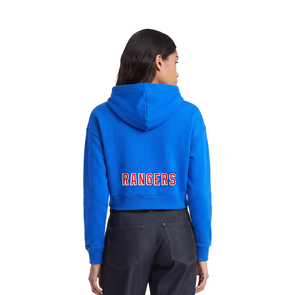 NHL NEW YORK RANGERS CLASSIC WOMEN'S FLEECE CROPPED PULLOVER HOODIE (ROYAL BLUE) - Image 2