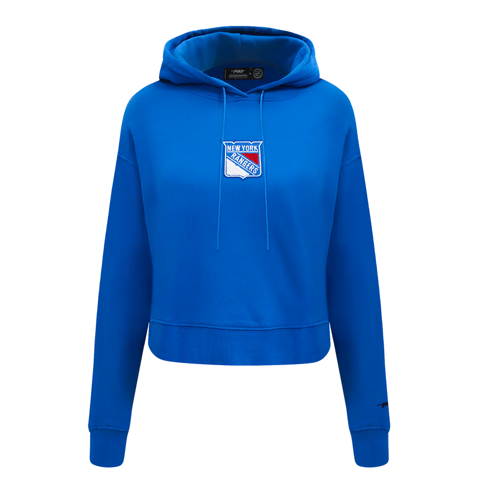 NHL NEW YORK RANGERS CLASSIC WOMEN'S FLEECE CROPPED PULLOVER HOODIE (ROYAL BLUE) - Image 3