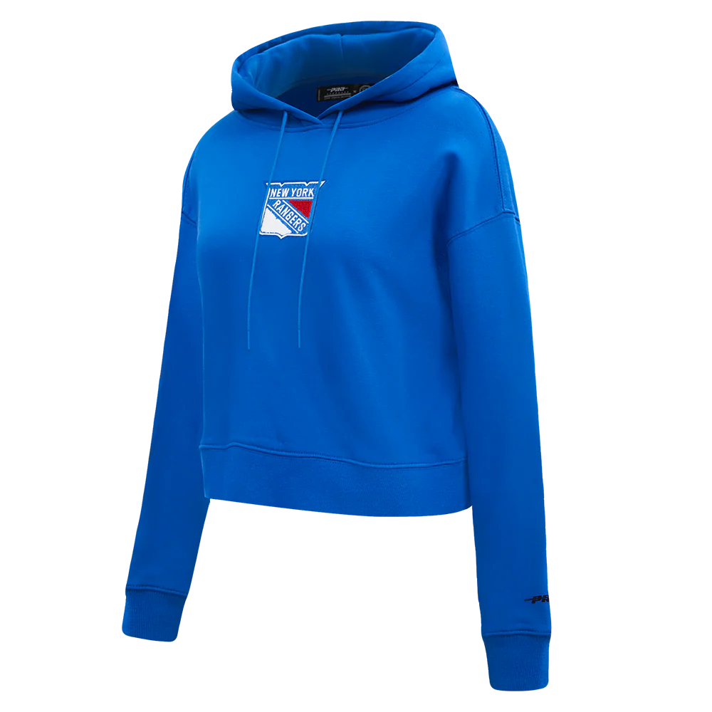 NHL NEW YORK RANGERS CLASSIC WOMEN'S FLEECE CROPPED PULLOVER HOODIE (ROYAL BLUE) - Image 4