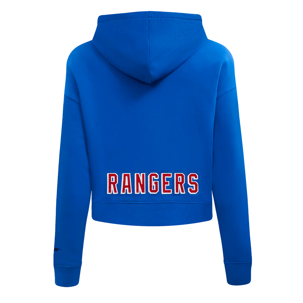 NHL NEW YORK RANGERS CLASSIC WOMEN'S FLEECE CROPPED PULLOVER HOODIE (ROYAL BLUE) - Image 5