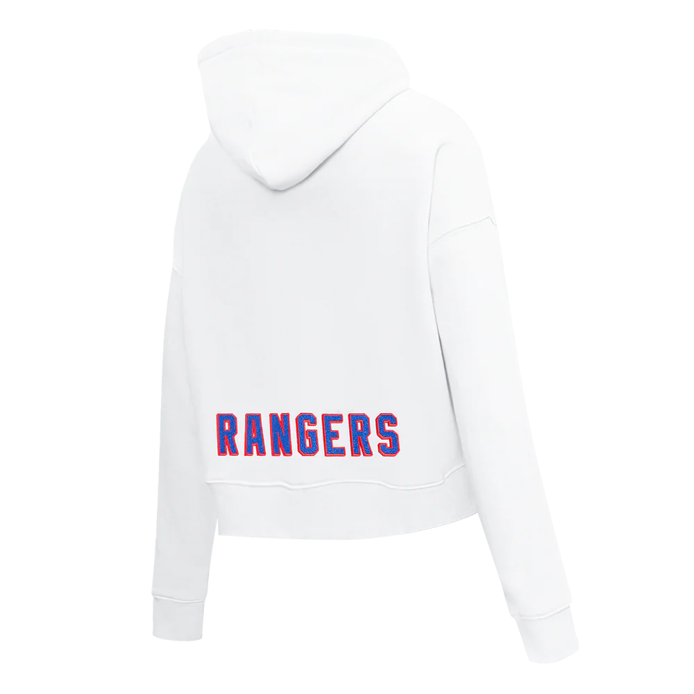 NHL NEW YORK RANGERS CLASSIC WOMEN'S FLEECE CROPPED PULLOVER HOODIE (WHITE) - Image 4