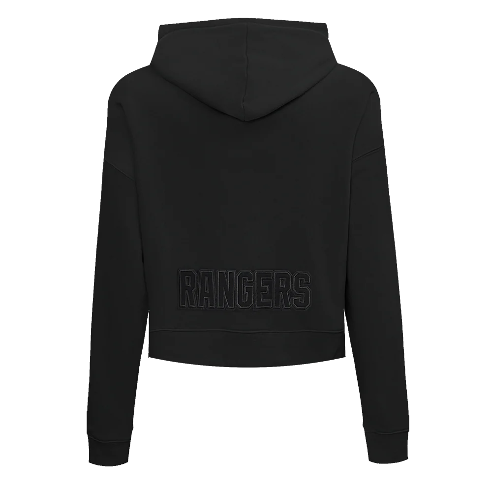 NHL NEW YORK RANGERS NEUTRAL WOMEN'S CROPPED PULLOVER HOODIE (BLACK) - Image 3