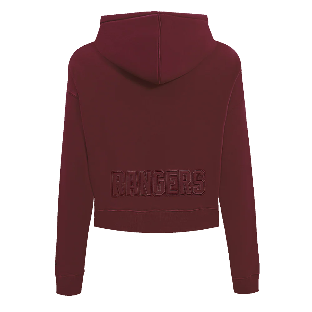 NHL NEW YORK RANGERS NEUTRAL CROPPED FLEECE PULLOVER HOODIE (WINE) - Image 3