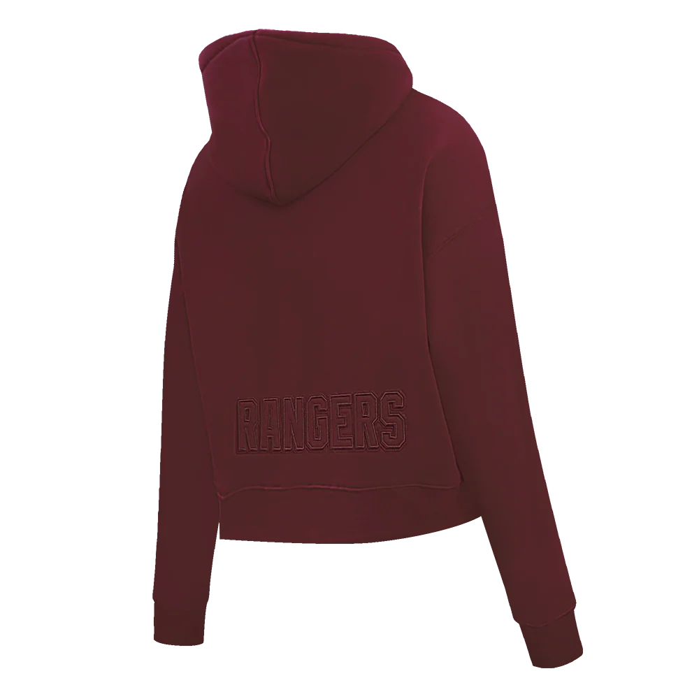 NHL NEW YORK RANGERS NEUTRAL CROPPED FLEECE PULLOVER HOODIE (WINE) - Image 4