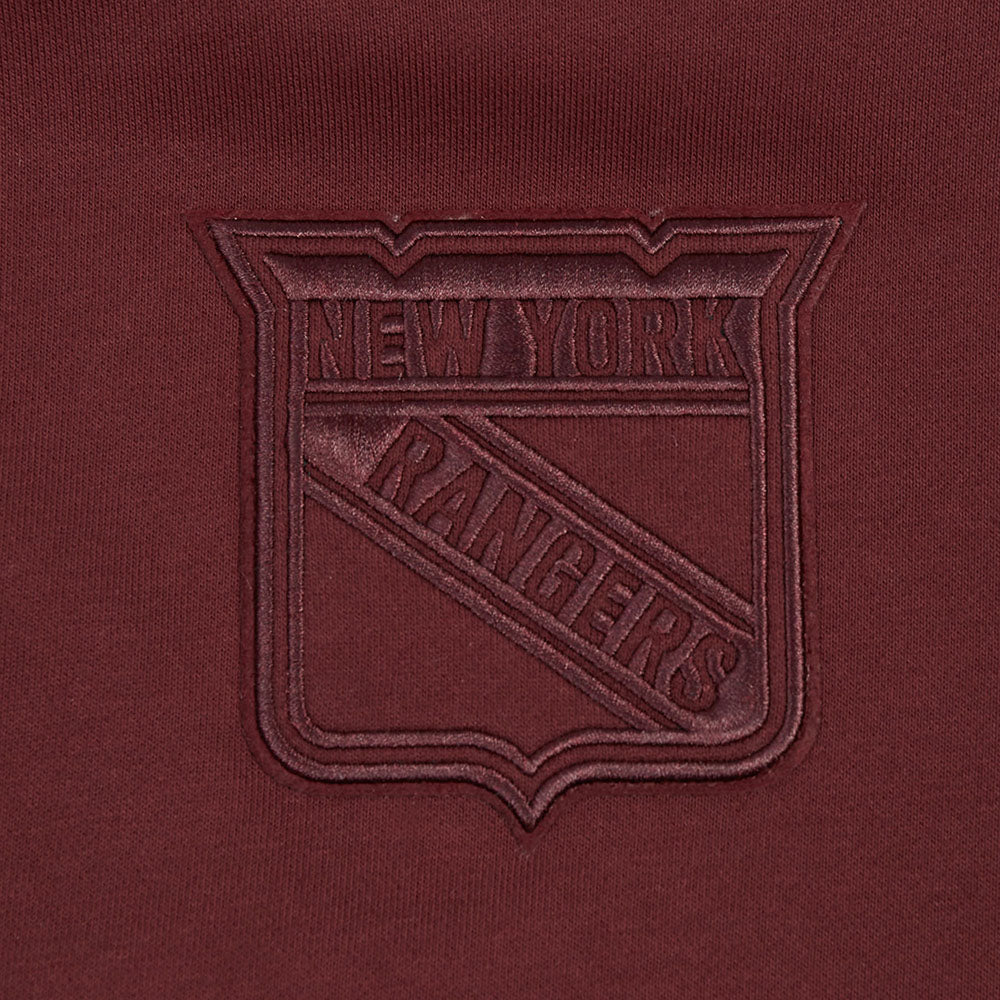 NHL NEW YORK RANGERS NEUTRAL CROPPED FLEECE PULLOVER HOODIE (WINE) - Image 5