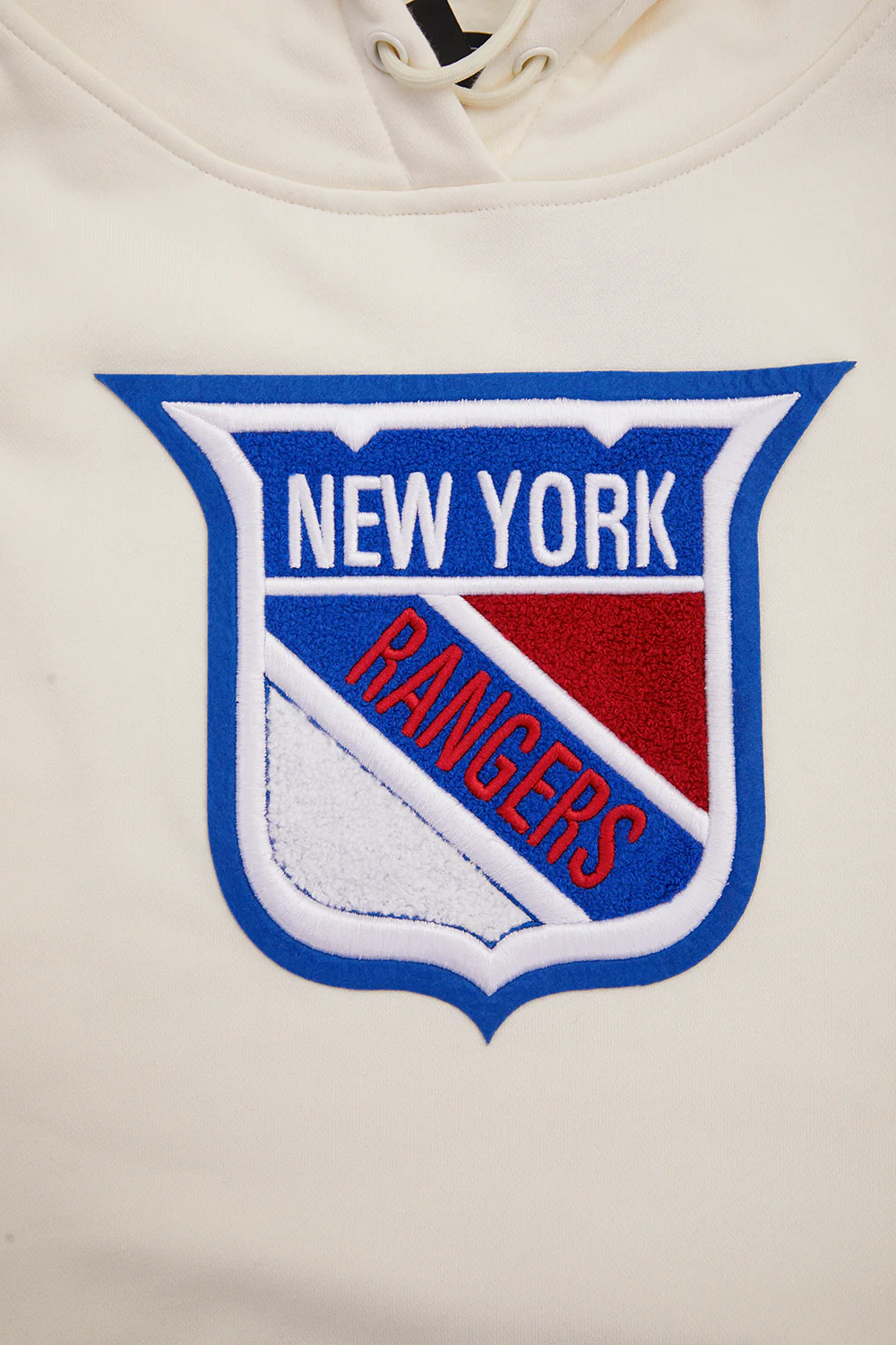 NHL NEW YORK RANGERS RETRO CLASSIC WOMEN'S RIB CROPPED PULLOVER HOODIE (EGGSHELL/ROYAL BLUE) - Image 6