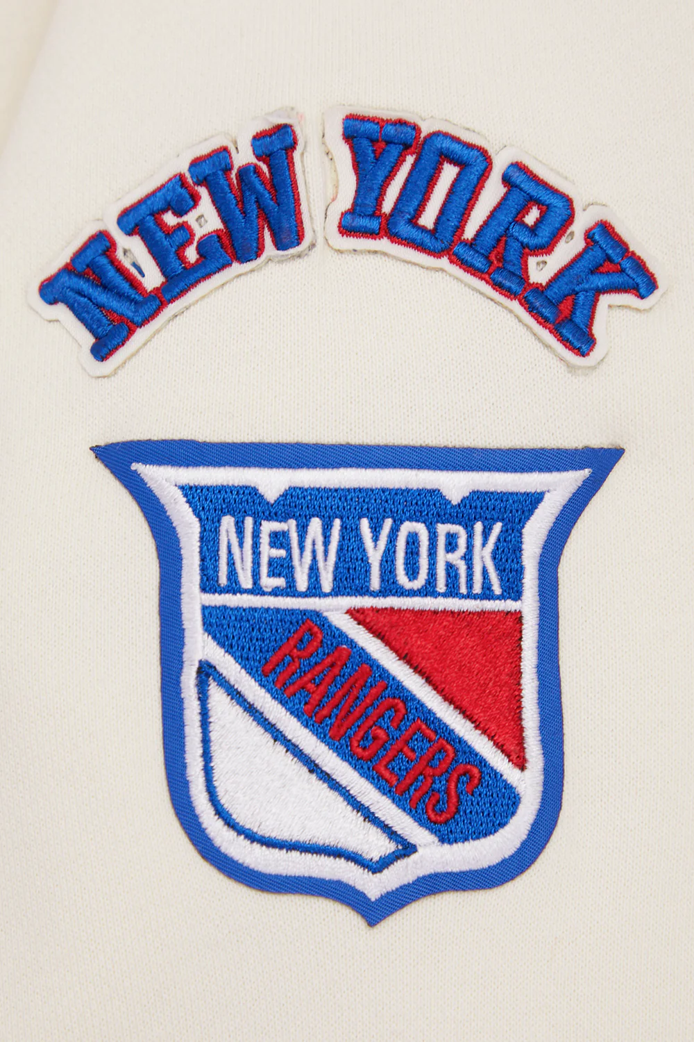 NHL NEW YORK RANGERS RETRO CLASSIC WOMEN'S RIB CROPPED PULLOVER HOODIE (EGGSHELL/ROYAL BLUE) - Image 7