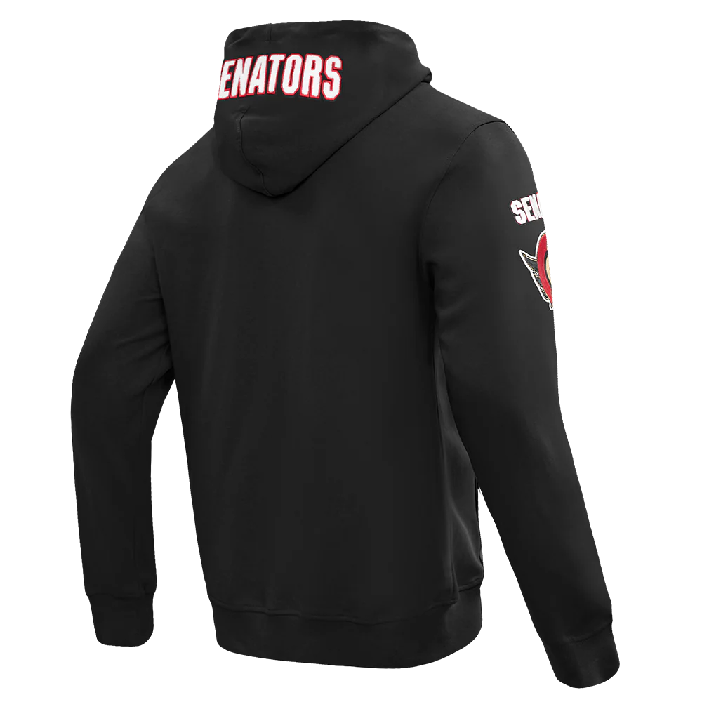 NHL OTTAWA SENATORS CLASSIC CHENILLE MEN'S DK FZ PO HOODIE (BLACK) - Image 4