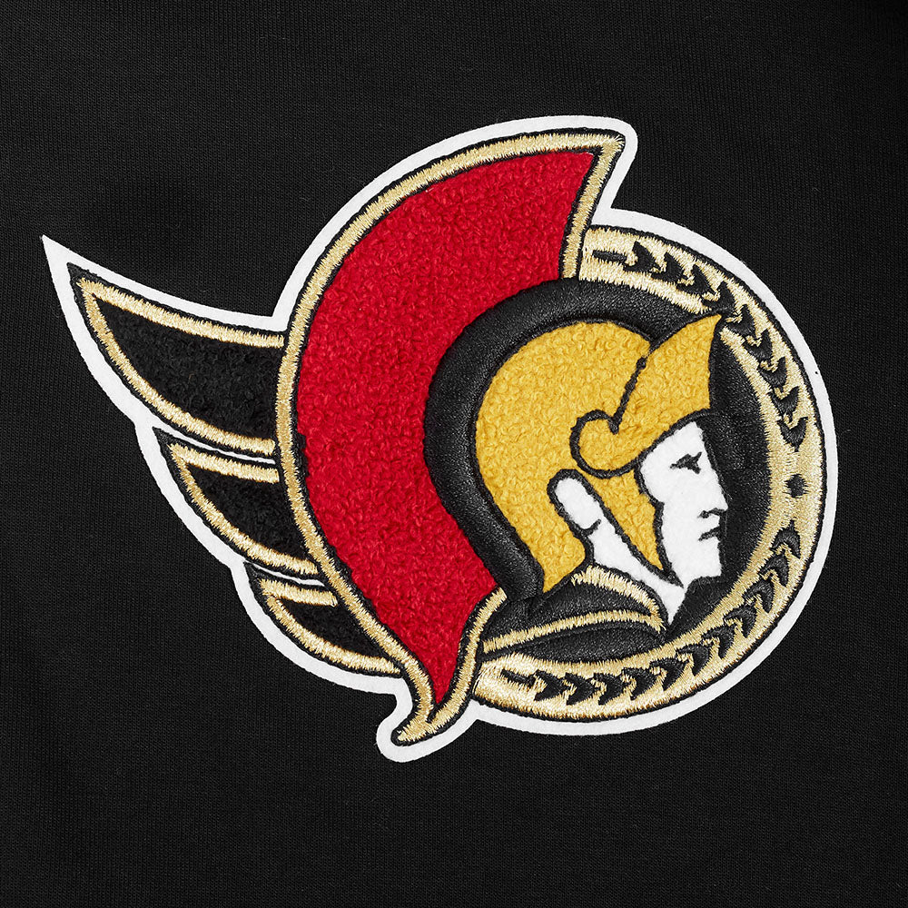 NHL OTTAWA SENATORS CLASSIC CHENILLE MEN'S DK FZ PO HOODIE (BLACK) - Image 5