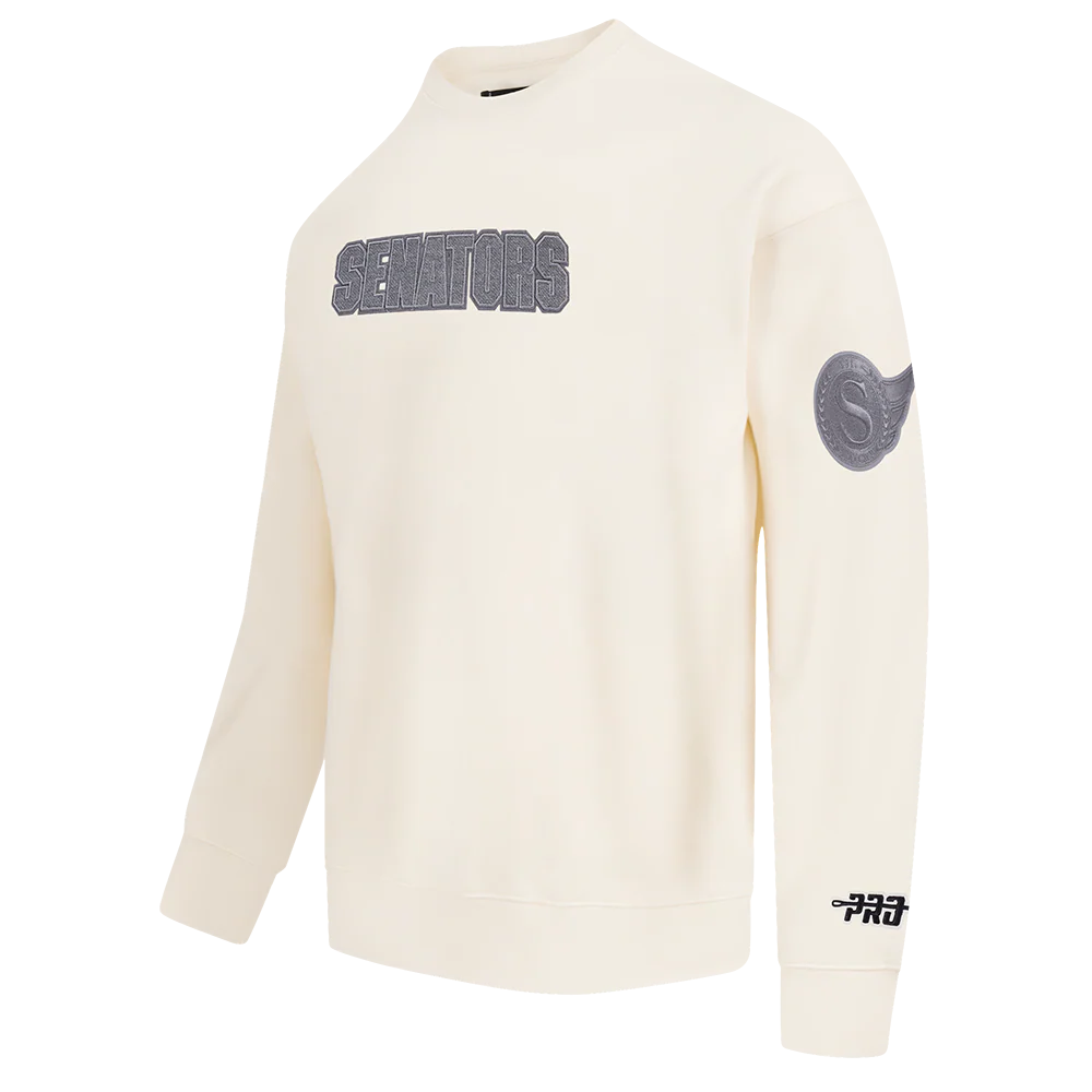 NHL OTTAWA SENATORS REVERSE FRENCH TERRY MEN'S DROP SHOULDER FLC CREWNECK (EGGSHELL) - Image 2