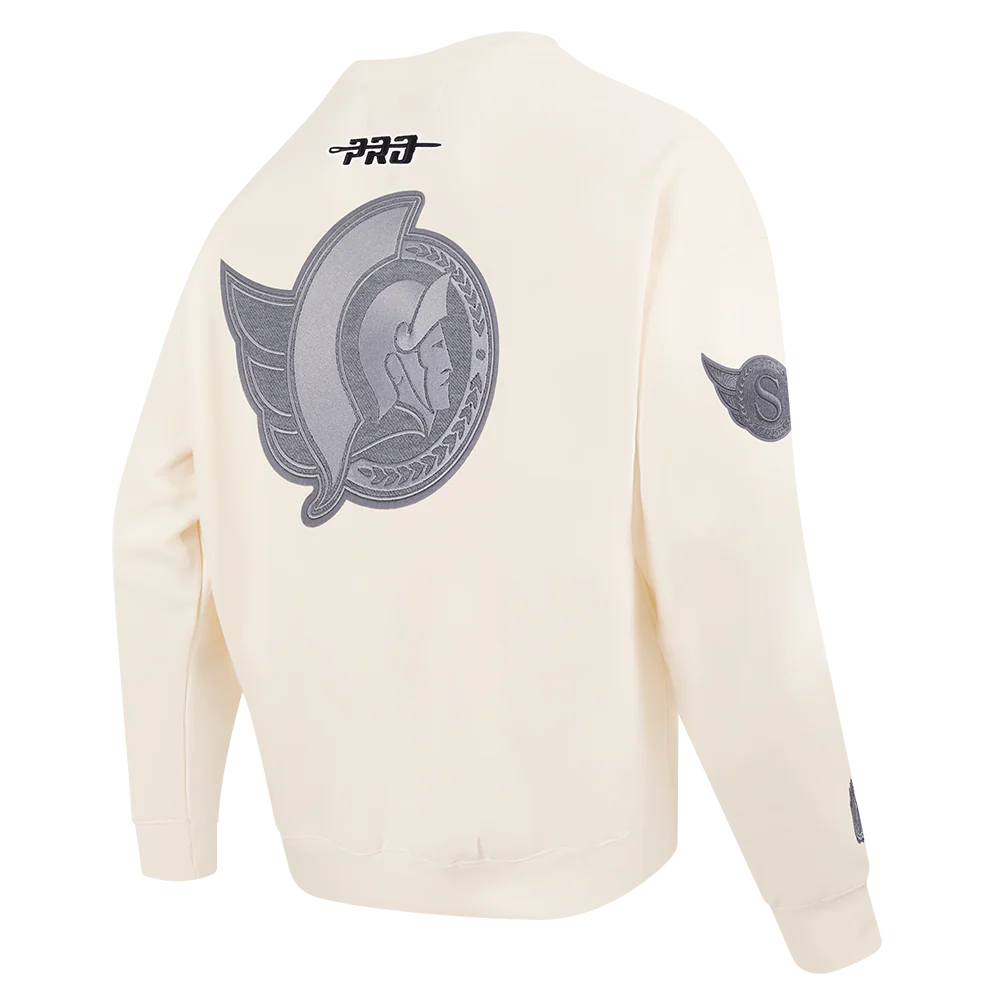 NHL OTTAWA SENATORS REVERSE FRENCH TERRY MEN'S DROP SHOULDER FLC CREWNECK (EGGSHELL) - Image 3