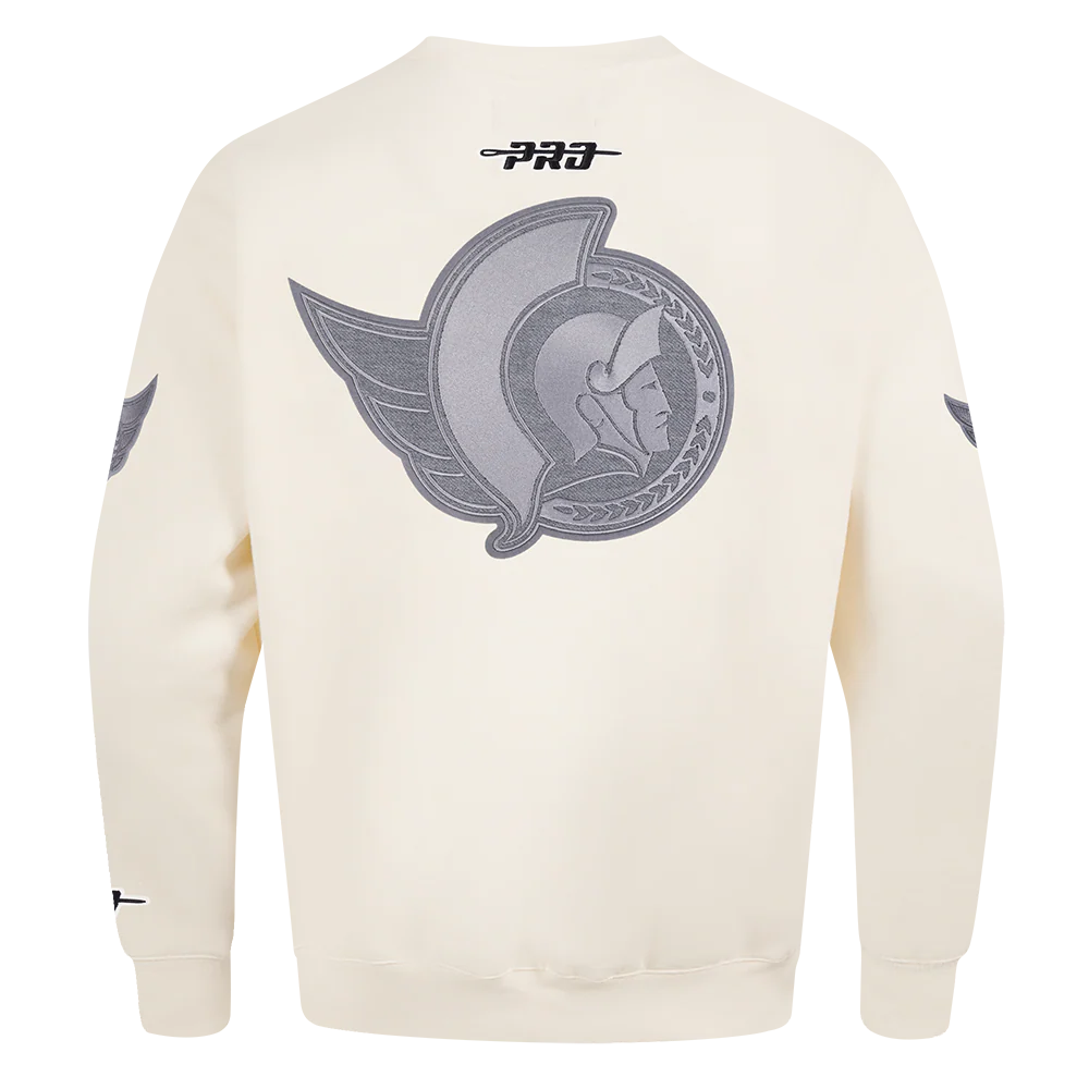 NHL OTTAWA SENATORS REVERSE FRENCH TERRY MEN'S DROP SHOULDER FLC CREWNECK (EGGSHELL) - Image 4