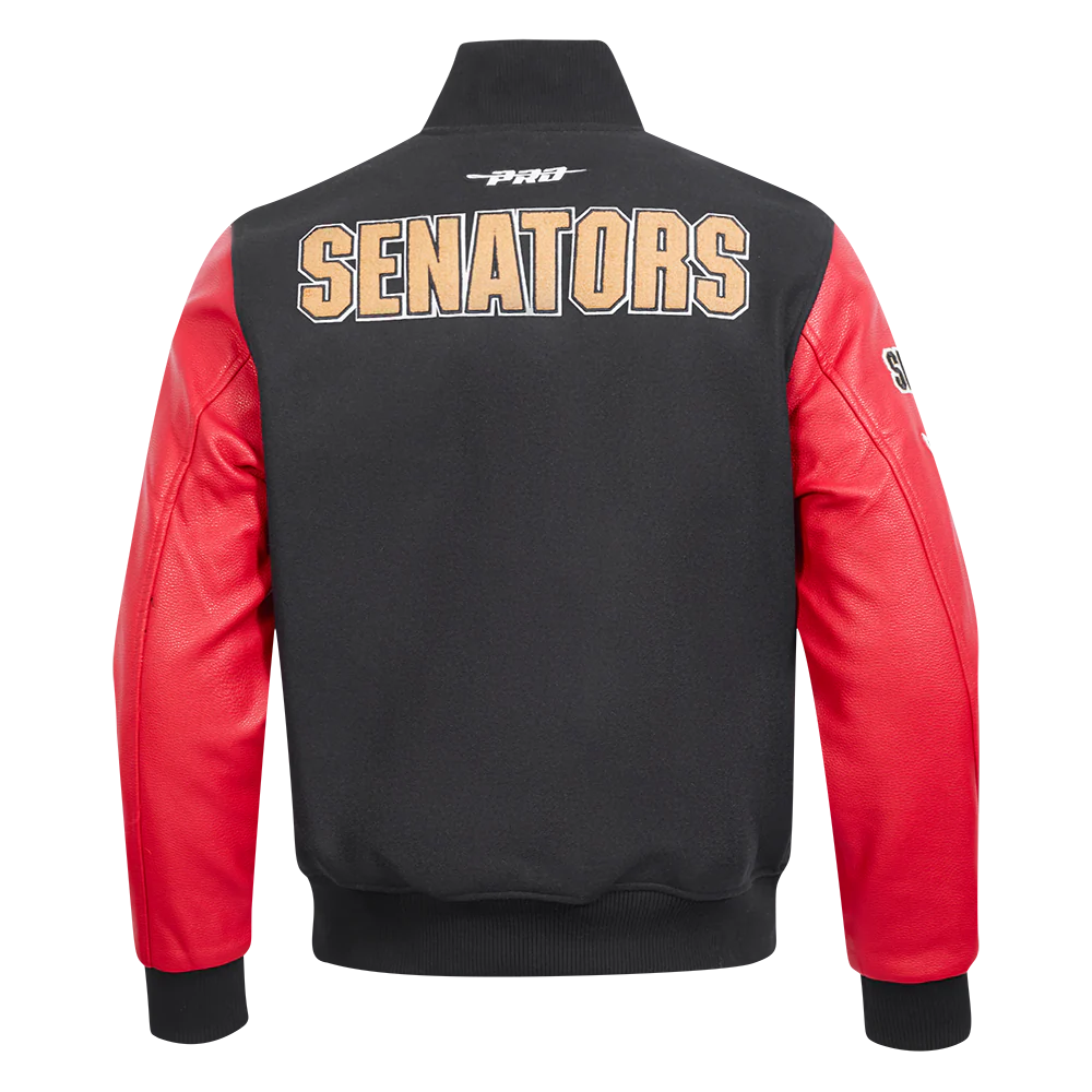 NHL OTTAWA SENATORS CLASSIC MEN'S WOOL VARSITY JACKET (BLACK/RED) - Image 3