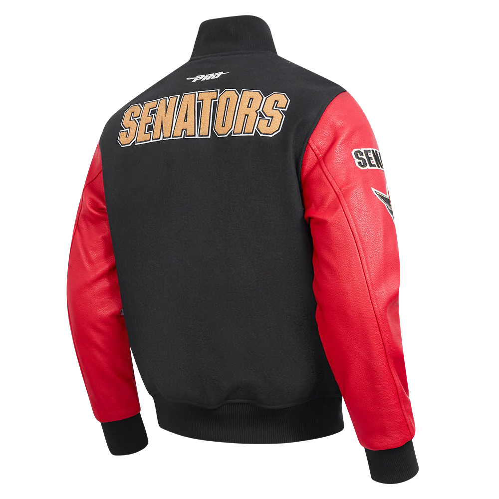 NHL OTTAWA SENATORS CLASSIC MEN'S WOOL VARSITY JACKET (BLACK/RED) - Image 4