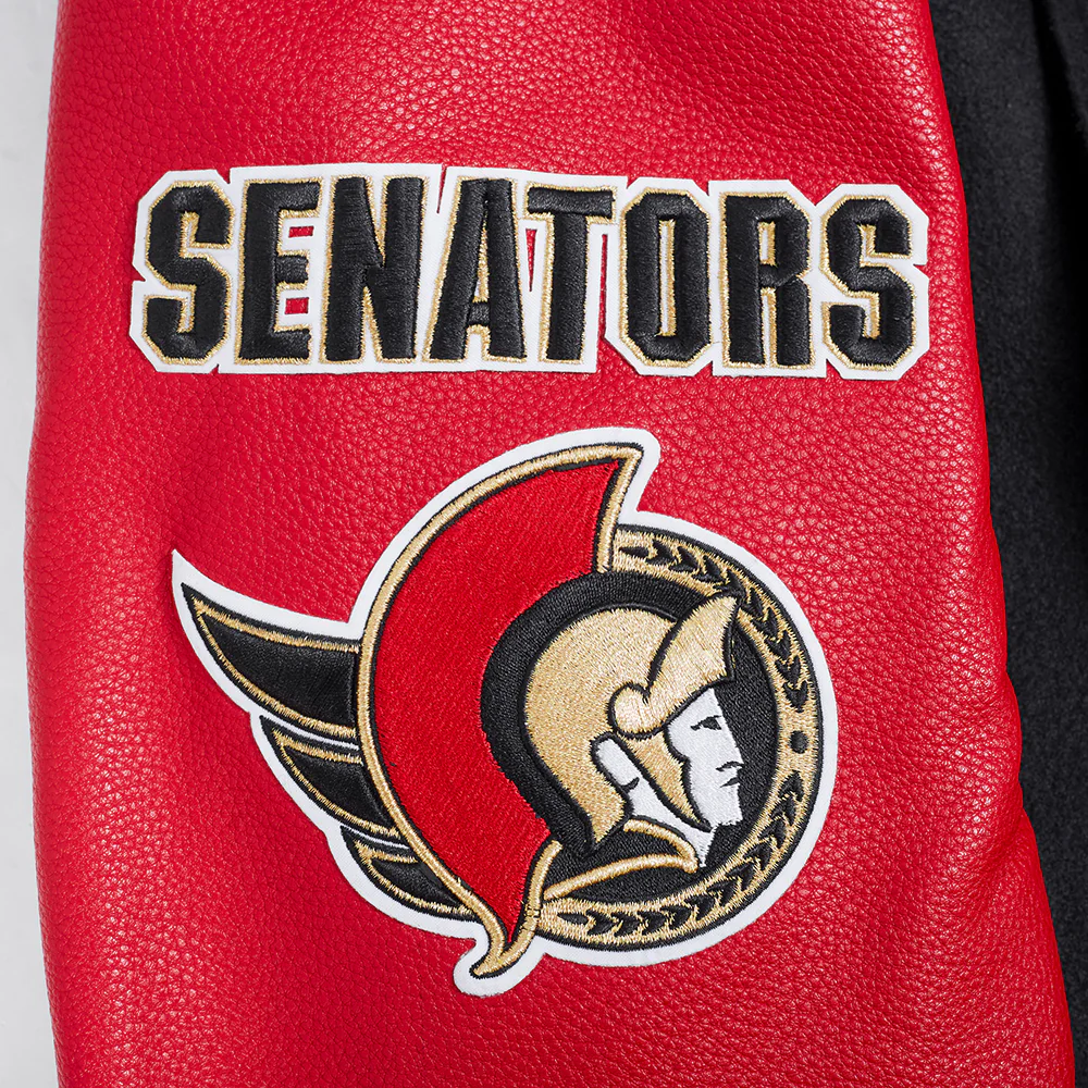 NHL OTTAWA SENATORS CLASSIC MEN'S WOOL VARSITY JACKET (BLACK/RED) - Image 9