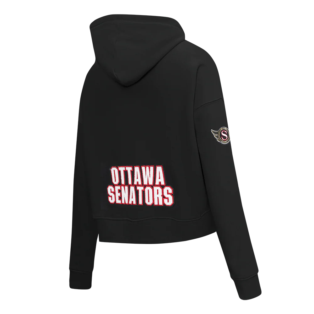 NHL OTTAWA SENATORS CLASSIC WOMEN'S FLC CROPPED PO HOODIE (BLACK) - Image 4