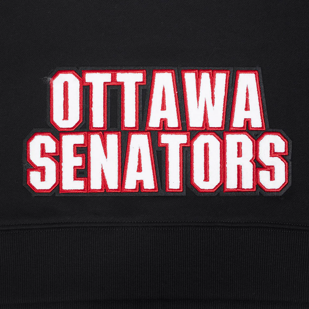 NHL OTTAWA SENATORS CLASSIC WOMEN'S FLC CROPPED PO HOODIE (BLACK) - Image 7