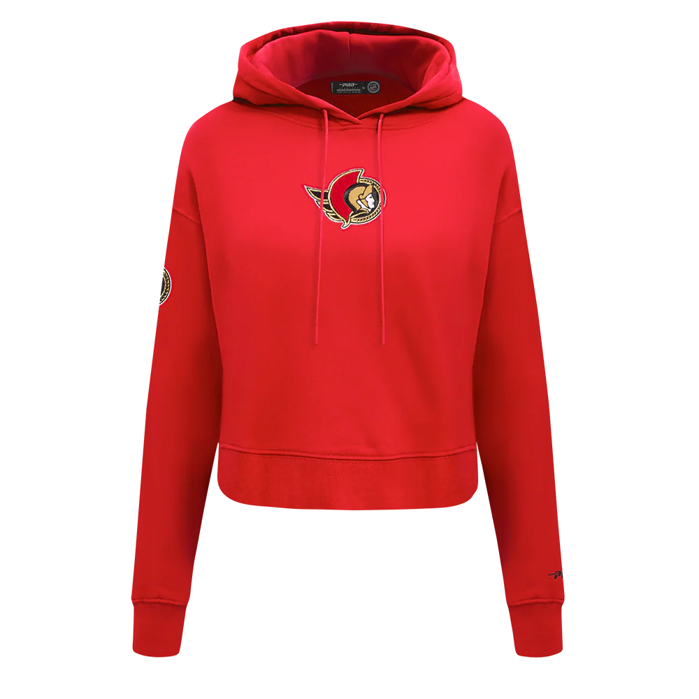 NHL OTTAWA SENATORS CLASSIC WOMEN'S FLC CROPPED PO HOODIE (RED) - Image 3