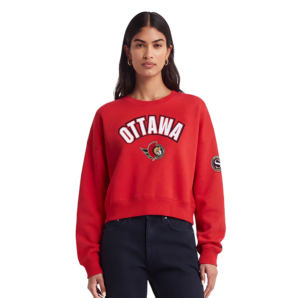 NHL OTTAWA SENATORS CLASSIC WOMEN'S FLC CREWNECK (RED)