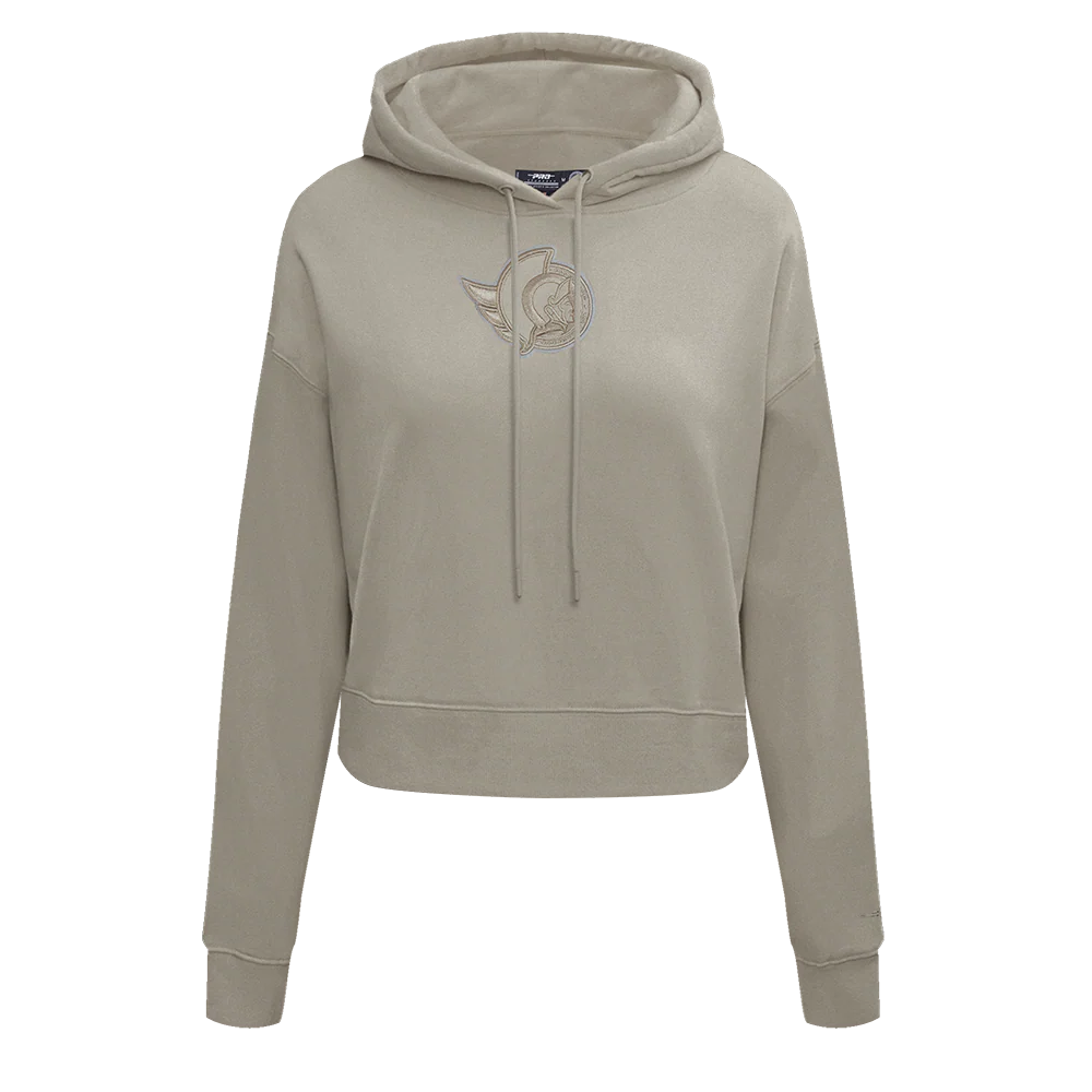 NHL OTTAWA SENATORS NEURAL WOMEN'S CROPPED FLC PO HOODIE (TAUPE)