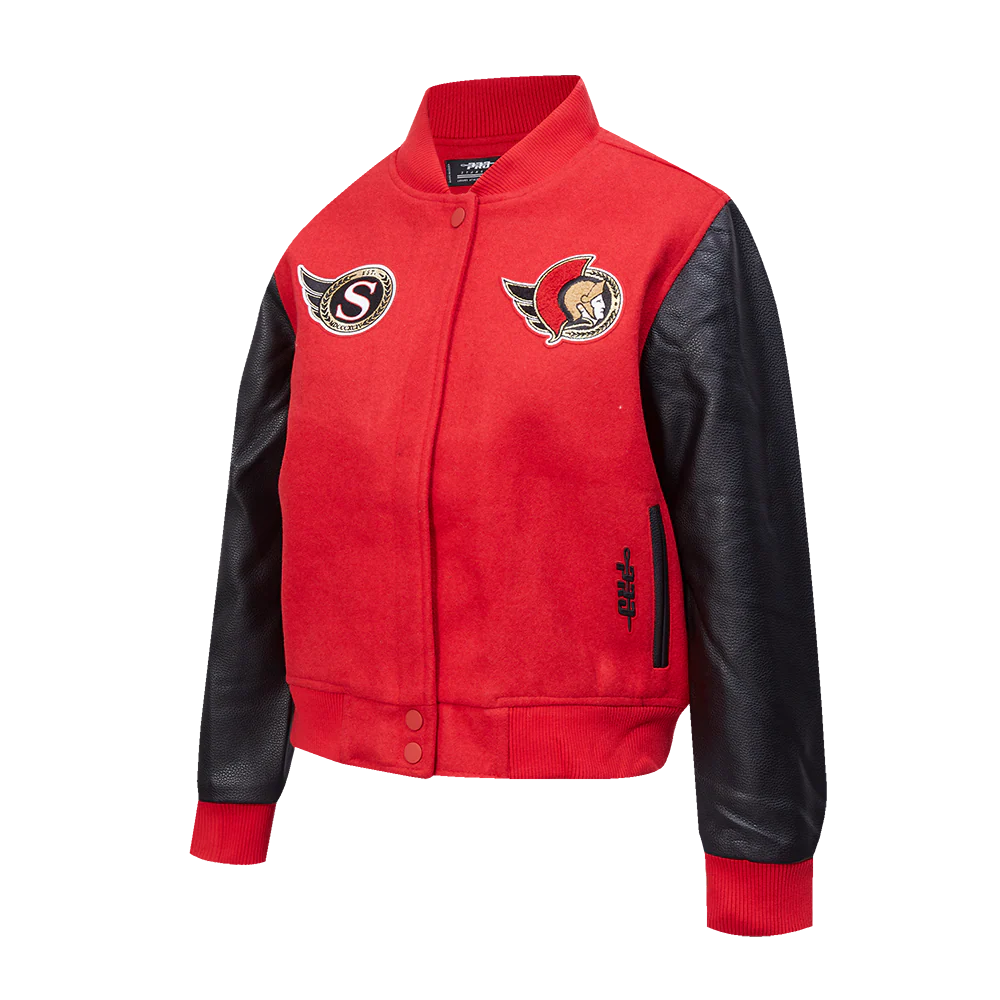 NHL OTTAWA SENATORS CLASSIC WOMEN'S VARSITY JACKET (RED/BLACK) - Image 3