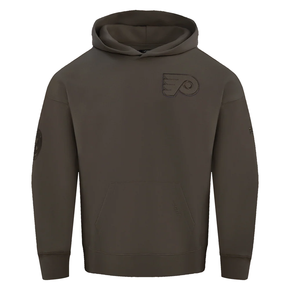 NHL PHILADELPHIA FLYERS NEUTRAL MEN'S DROP SHOULDER PULLOVER HOODIE (DARK TAUPE)