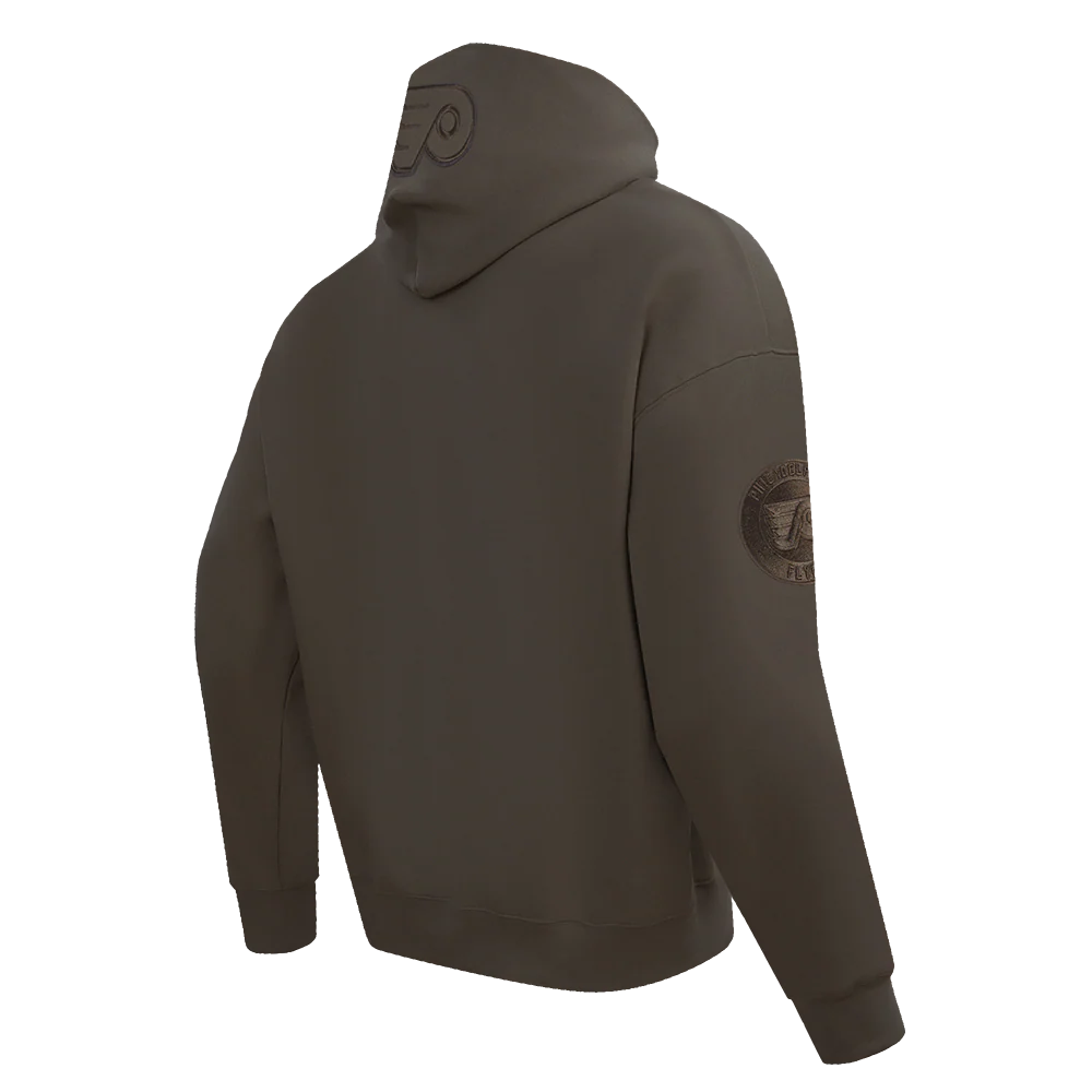 NHL PHILADELPHIA FLYERS NEUTRAL MEN'S DROP SHOULDER PULLOVER HOODIE (DARK TAUPE) - Image 4