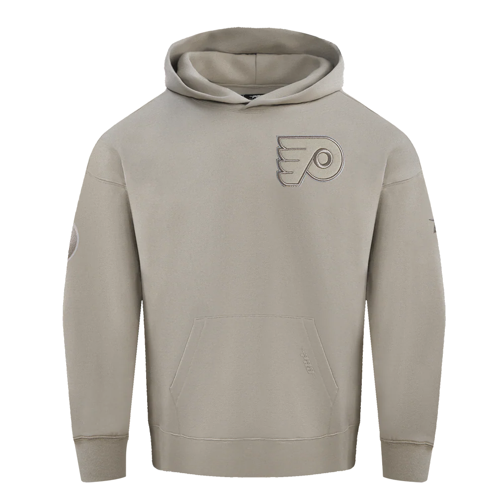 NHL PHILADELPHIA FLYERS NEUTRAL MEN'S DROP SHOULDER PULLOVER HOODIE (TAUPE)