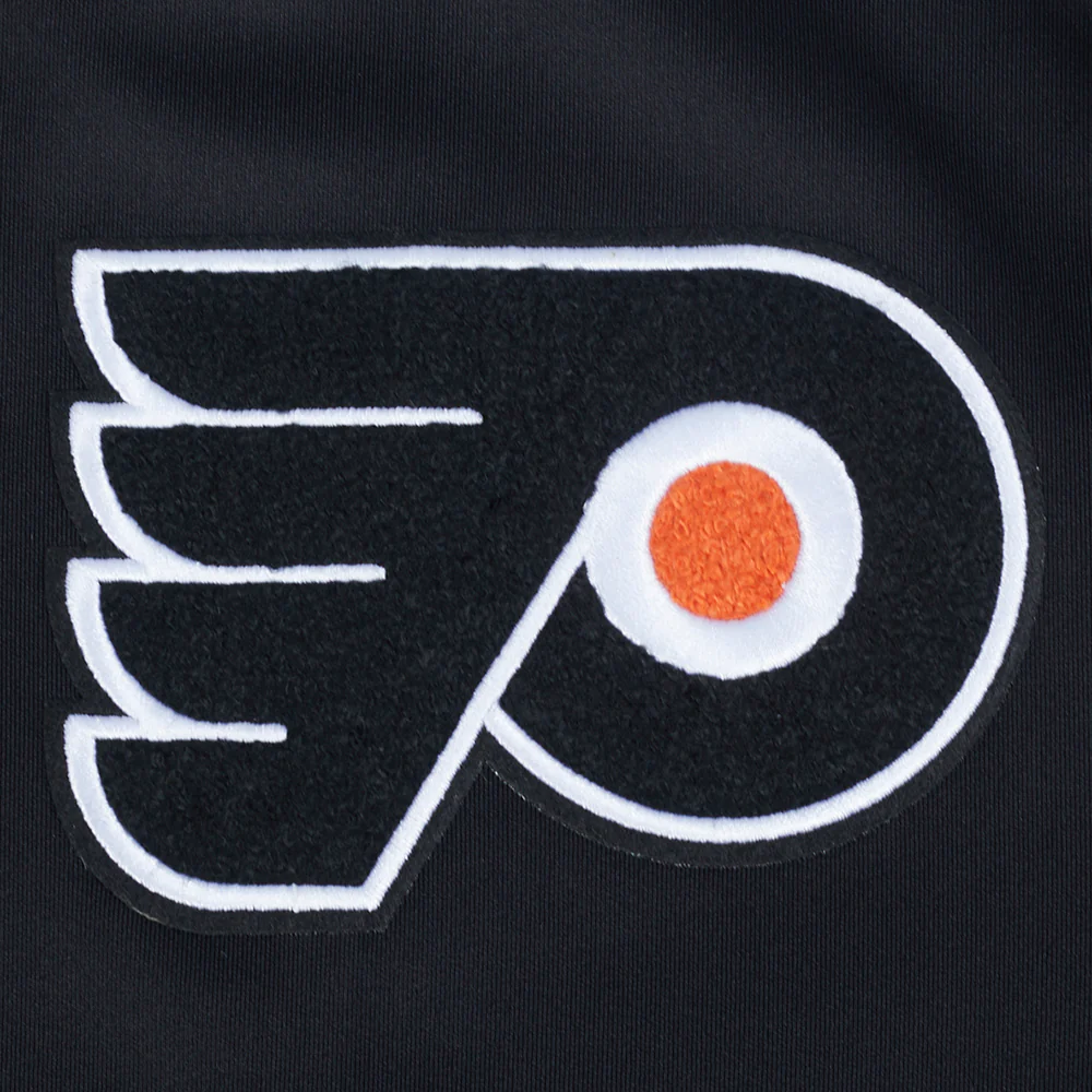 NHL PHILADELPHIA FLYERS CLASSIC CHENILLE MEN'S DOUBLE KNIT TRACK JACKET (BLACK) - Image 5
