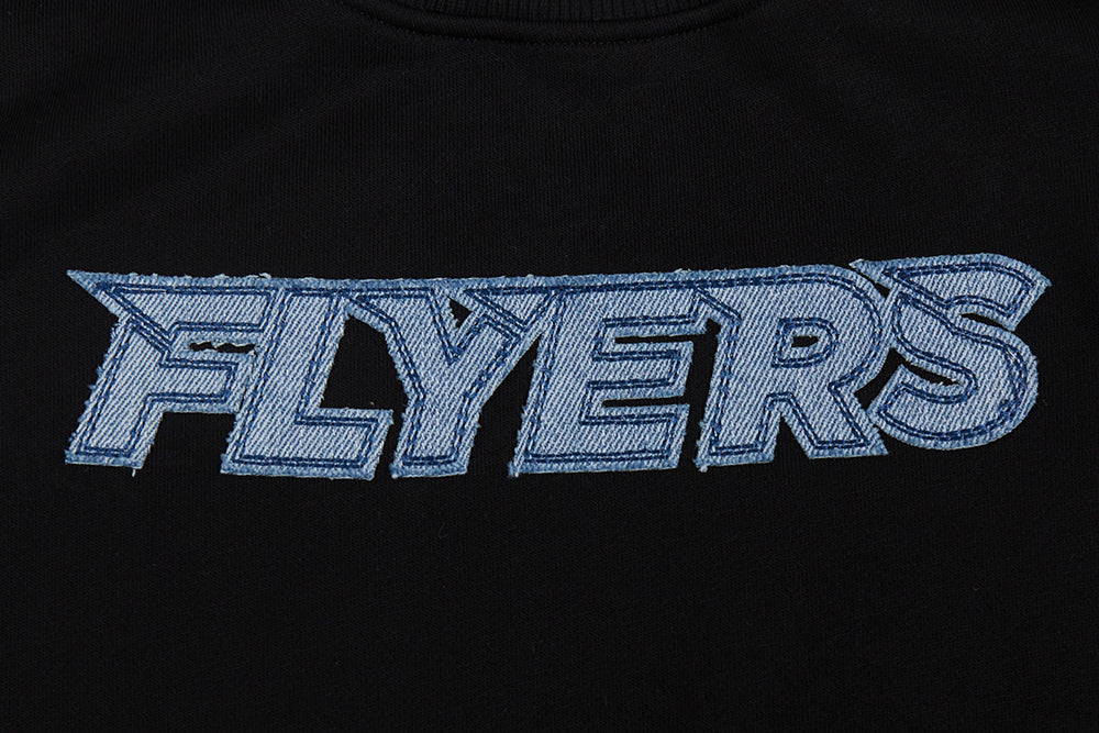 NHL PHILADELPHIA FLYERS VARSITY BLUES WOMEN'S CREWNECK (BLACK) - Image 6