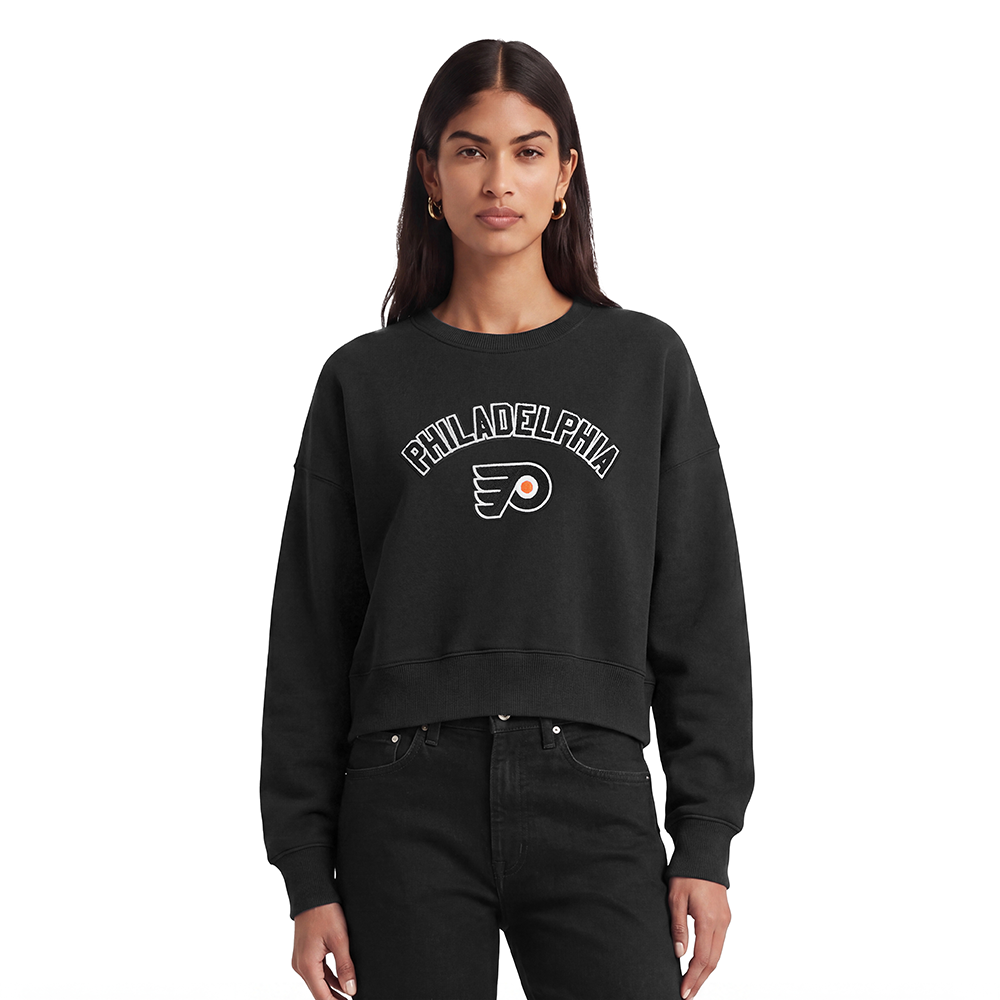 NHL PHILADELPHIA FLYERS CLASSIC WOMEN'S FLC CREWNECK (BLACK)